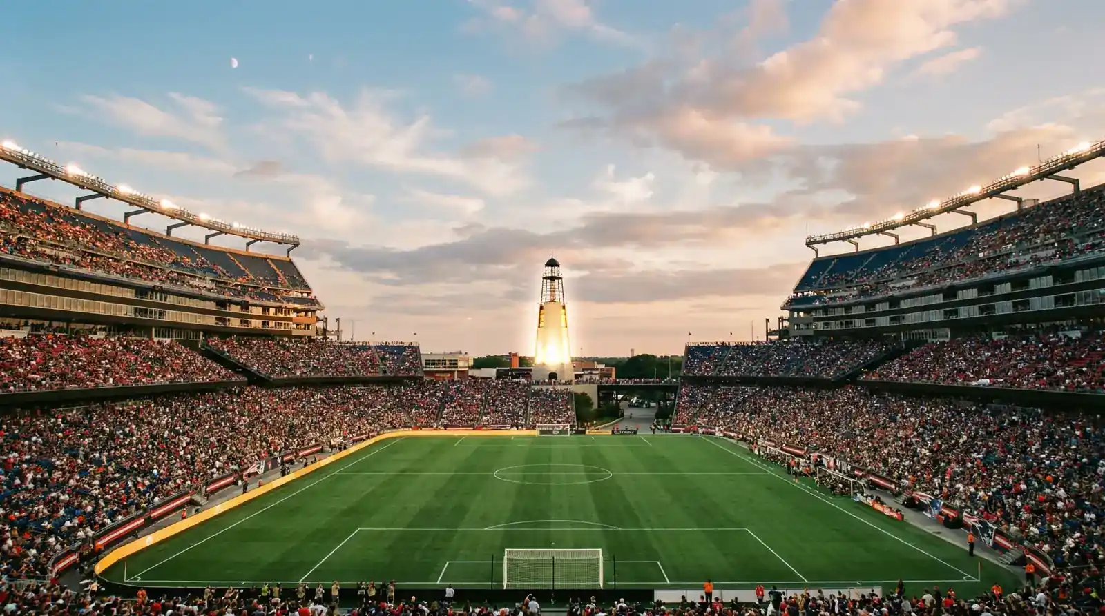Gillette Stadium i bhFoxborough in aice le Bostún, staid na hAlban ag Corn an Domhain 2026
