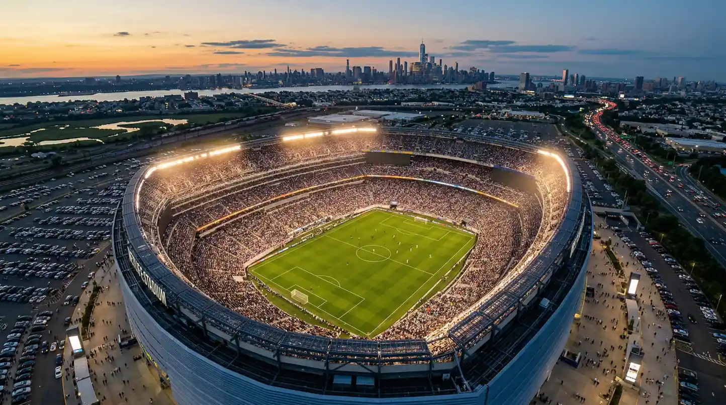 MetLife Stadium i Nua Eabhrac Nua-Shéirseig, staid chluiche ceannais Chorn an Domhain 2026